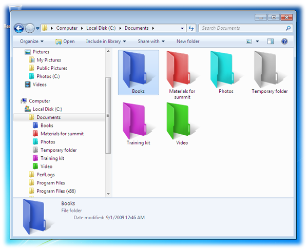 Highlight folders with a color of your choice, change folder color.
